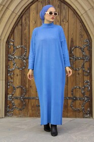  Blue Hijab Knitwear Dress 34150M - 2