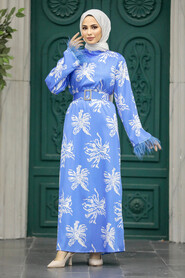  Blue Hijab Maxi Dress 77301M - 1