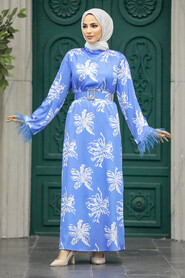  Blue Hijab Maxi Dress 77301M - 2