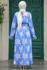  Blue Hijab Maxi Dress 77301M - 3