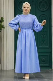 Neva Style - Blue Long Dress for Muslim Ladies 5857M - Thumbnail