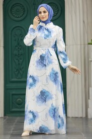  Blue Long Muslim Dress 279313M - 2