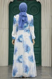  Blue Long Muslim Dress 279313M - 3