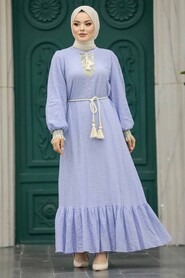  Blue Modest Dress 13451M - 1