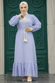  Blue Modest Dress 13451M - 2