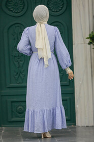  Blue Modest Dress 13451M - 4
