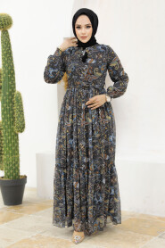 Neva Style - Blue Muslim Dress 3356M - 1