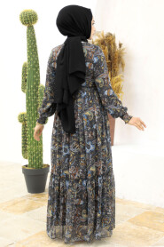 Neva Style - Blue Muslim Dress 3356M - 3