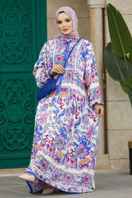  Blue Muslim Dress 50622M - 3