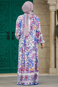  Blue Muslim Dress 50622M - 5