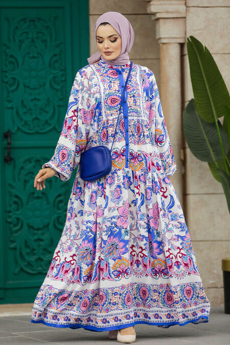  Blue Muslim Dress 50622M - NEVA STYLE