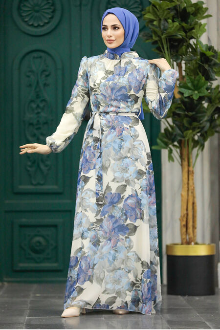  Blue Plus Size Dress 279318M - NEVA STYLE