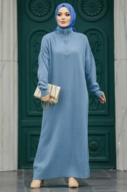  Blue Women Knitwear Dress 34310M - NEVA STYLE