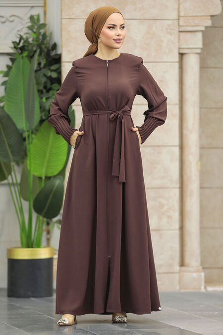  Brown Abaya For Women 20146KH - NEVA STYLE