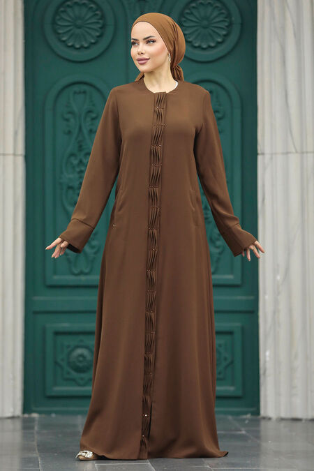  Brown Dubai Abaya 20050KH - NEVA STYLE