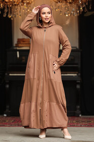 Neva Style - Brown Dubai Abaya 20130KH - 2