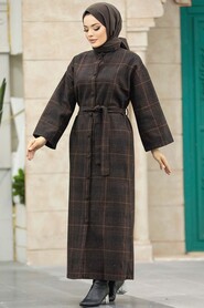 Neva Style - Brown High Quality Coat 5945KH - Thumbnail