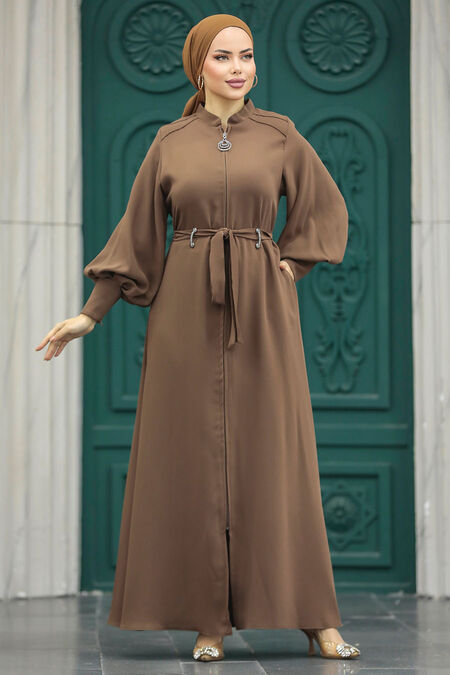  Brown High Quality Turkish Abaya 20005KH - NEVA STYLE
