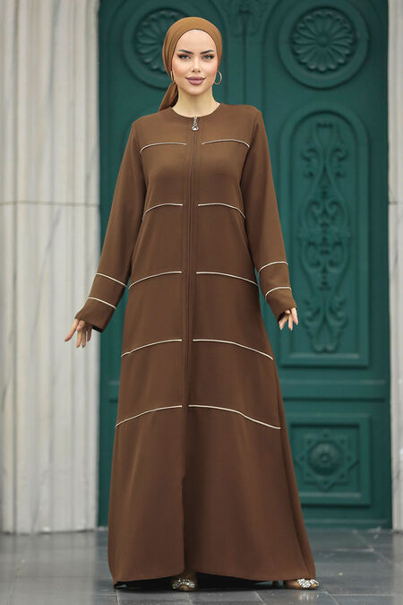  Brown High Quality Turkish Abaya 20044KH - NEVA STYLE