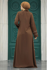  Brown High Quality Turkish Abaya 20044KH - 4