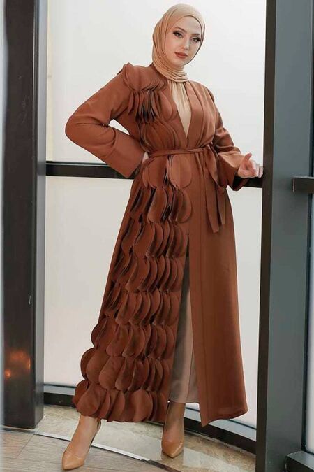 Brown High Quality Turkish Abaya 34930KH - NEVA STYLE