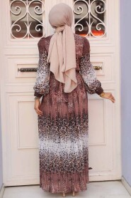  Brown Hijab Dress 3878KH - 3