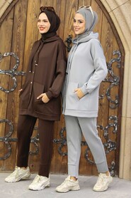 Brown Hijab Dual Suit 22186KH - 2