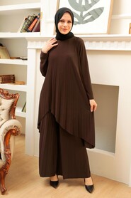  Brown Hijab For Women Dual Suit 41612KH - NEVA STYLE