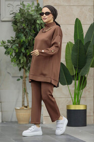  Brown Hijab For Women Dual Suit 70241KH - 2