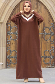  Brown Hijab For Women Mercerized Dress 10149KH - 3
