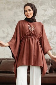  Brown Hijab For Women Poncho 41259KH - 2