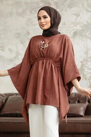  Brown Hijab For Women Poncho 41259KH - 1