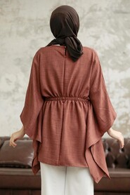  Brown Hijab For Women Poncho 41259KH - 3