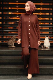  Brown Hijab Knitwear Dual Dress 33860KH - 1