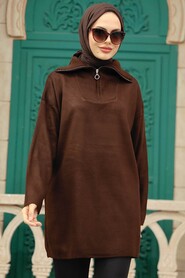  Brown Hijab Knitwear Tunic 2690KH - 2