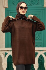 Brown Hijab Knitwear Tunic 2690KH - 1