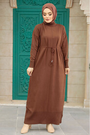  Brown Hijab Mercerized Dress 10158KH - 2