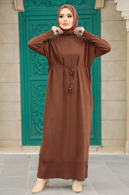  Brown Hijab Mercerized Dress 10158KH - 3