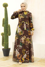  Brown Hijab Turkish Dress 27942KH - 2