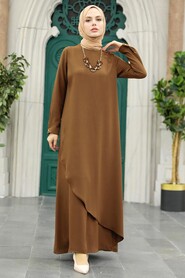  Brown Hijab Turkish Dress 34231KH - 2