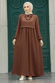  Brown Hijab Turkish Dress 414KH - NEVA STYLE