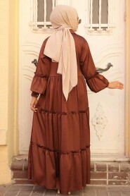  Brown Hijab Turkish Dress 5884KH - 2