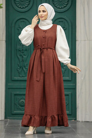  Brown Hijab Turkish Dress 5913KH - 2