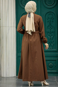  Brown Hijab Turkish Dress 5934KH - 3