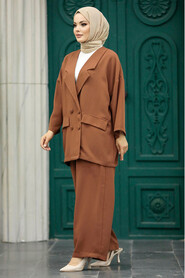  Brown Hijab Turkish Dual Suit 5927KH - 1