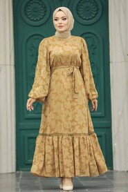  Brown Islamic Clothing Dress 13541KH - 3