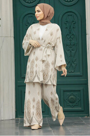  Brown Islamic Clothing Dual Suit 3212KH - 1