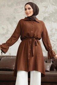  Brown Islamic Clothing Shirt 11261KH - 2