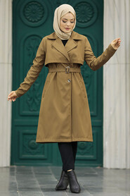  Brown Islamic Clothing Trench Coat 59371KH - 1