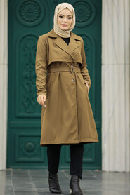  Brown Islamic Clothing Trench Coat 59371KH - 3